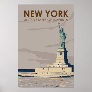 Poster Statue de la Liberté Retro de New York