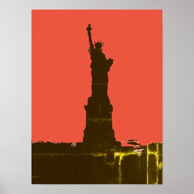 Poster Statue de la Liberté Silhouette Pop Art (Devant)