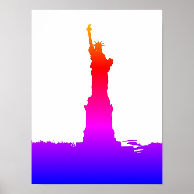 Poster Statue de la Liberté Silhouette Pop Art (Devant)