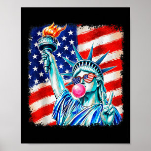 Poster Statue de la liberté soufflant des femmes à bulles