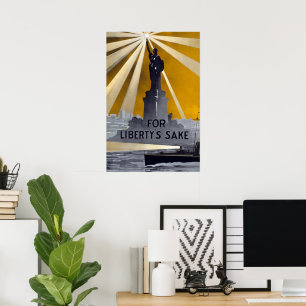 Poster Statue de la Liberté Torch et de la Marine américa
