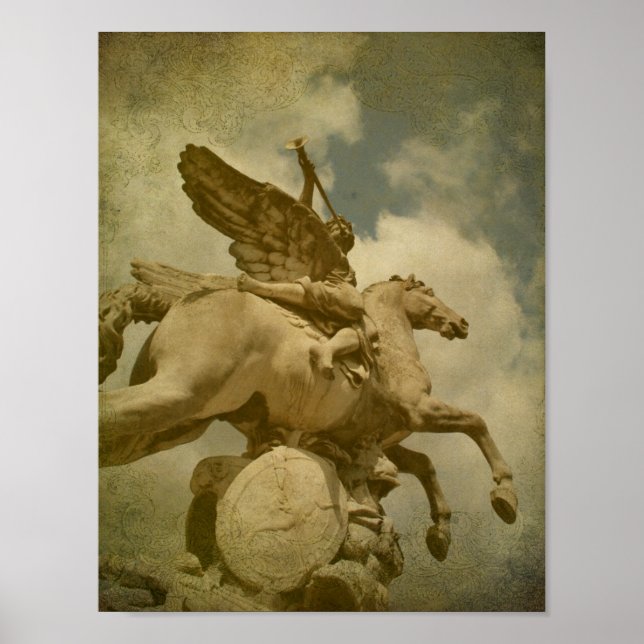Poster Statue de l'ange et du cheval (Devant)