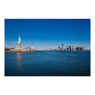 Poster Statue de Liberty, Hudson River et Manhattan