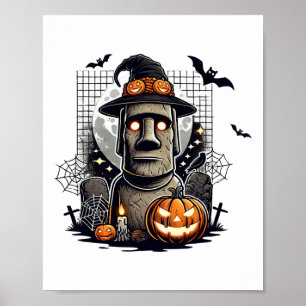 Poster Statue Moai Halloween Culture Ancienne 