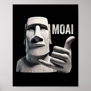 Poster Statue Moai Shaka, Monolithe Moai, Drôle de Pâques