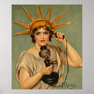 Poster Statue vintage de la liberté, Guerre patriotique d