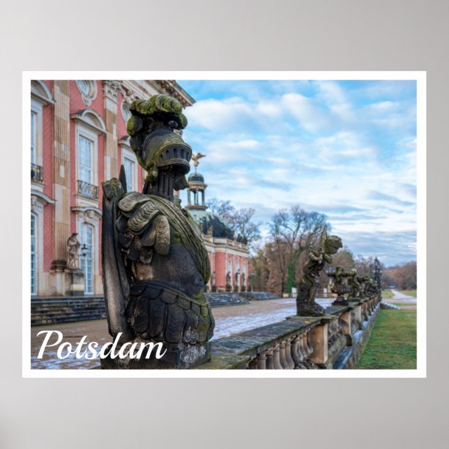 Poster Statues de chevalier en pierre près du palais à Po (Devant)