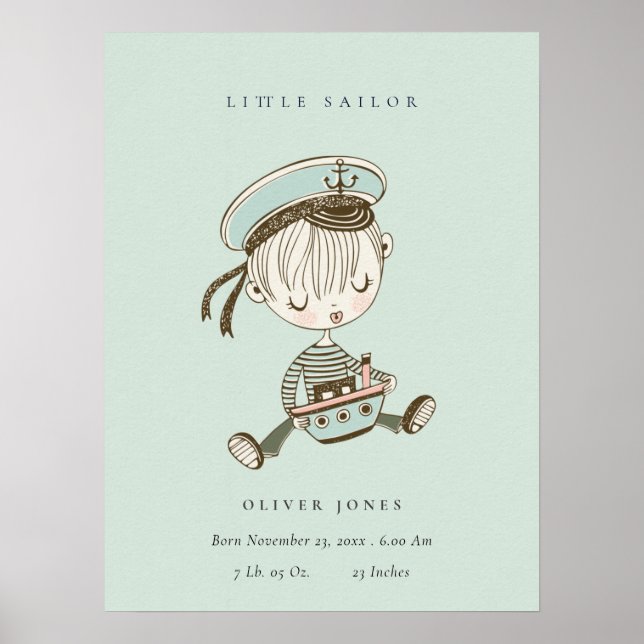 Poster Statut de naissance nautique de petits garçons ble (Devant)