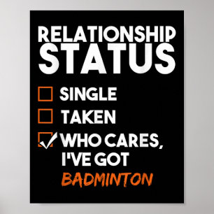 Poster Statut relationnel J'ai du badminton Drôle Sarcas