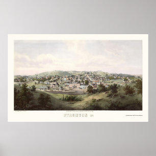 Poster Staunton, VA Panoramic Map - 1857