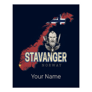 Poster Stavanger Norvège Retro City Carte Vacances Vintag