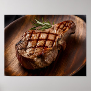 Poster Steak de boeuf gastronomique avec des marques d'or