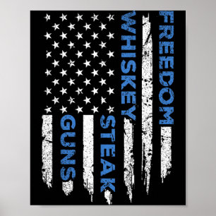 Poster Steak de la liberté & drapeau américain patriotiqu