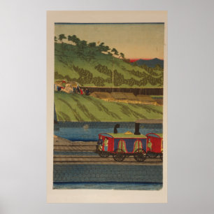 Poster Steam train at Takanawa seashore, Tokyo panel 2