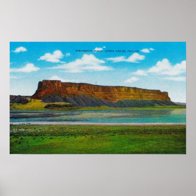 Poster Steamboat Rock, barrage Upper Grand Coulee (Devant)