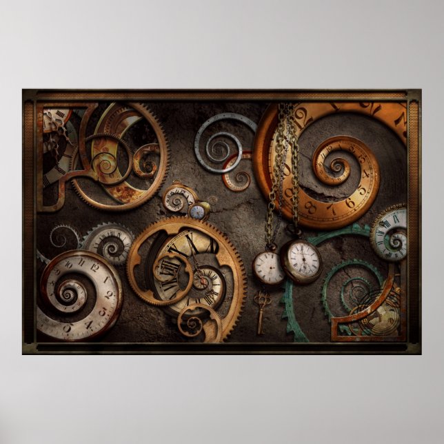 Poster Steampunk - Abstrait - Le temps est compliqué (Devant)