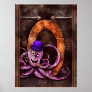 Poster Steampunk - Alphabet - O est pour Octopus