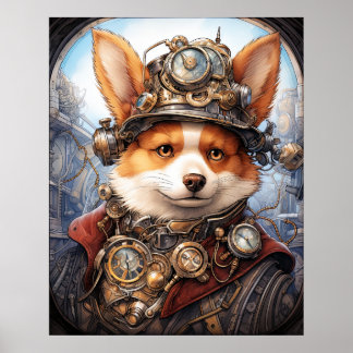 POSTER STEAMPUNK CORGI