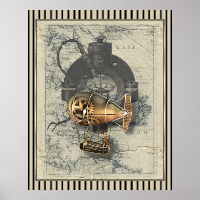 Poster Steampunk Dirigible Balloon (Devant)