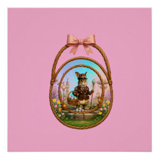 Poster Steampunk Easter Bunny In Frame