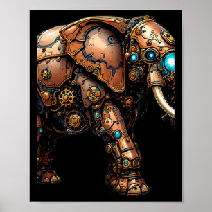 Poster Steampunk Elephant Le Sticker Mécanique Cirque