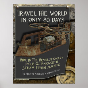 Poster Steampunk Flying Machine Print