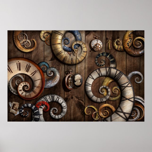 Poster Steampunk - Horloge - Time Machine (Devant)