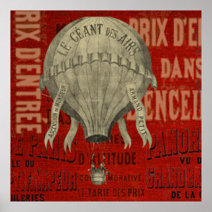 Poster Steampunk Hot Air Ballon Ride Polices graphiques