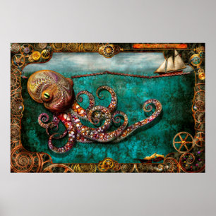 Poster Steampunk - Le conte du Kraken