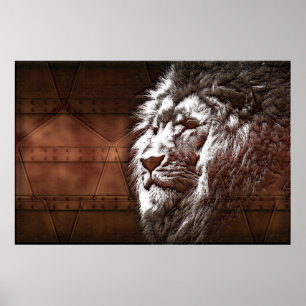 Poster Steampunk Lions Head Animal Art numérique original