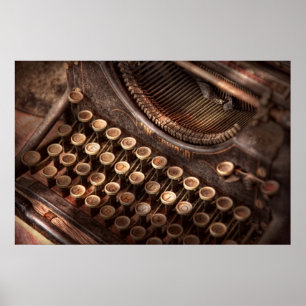 Poster Steampunk - machine à écrire - trop tuckered au