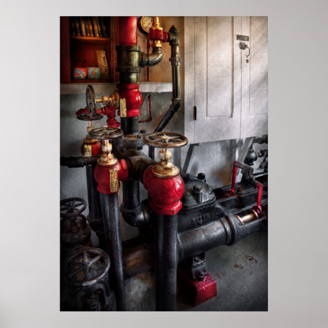 Poster Steampunk - Plomberie - Tourner la valve (Devant)