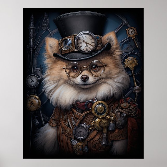 POSTER STEAMPUNK POMERANIAN (Devant)