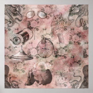 Poster Steampunk romantique   Ephémère Vintage antique