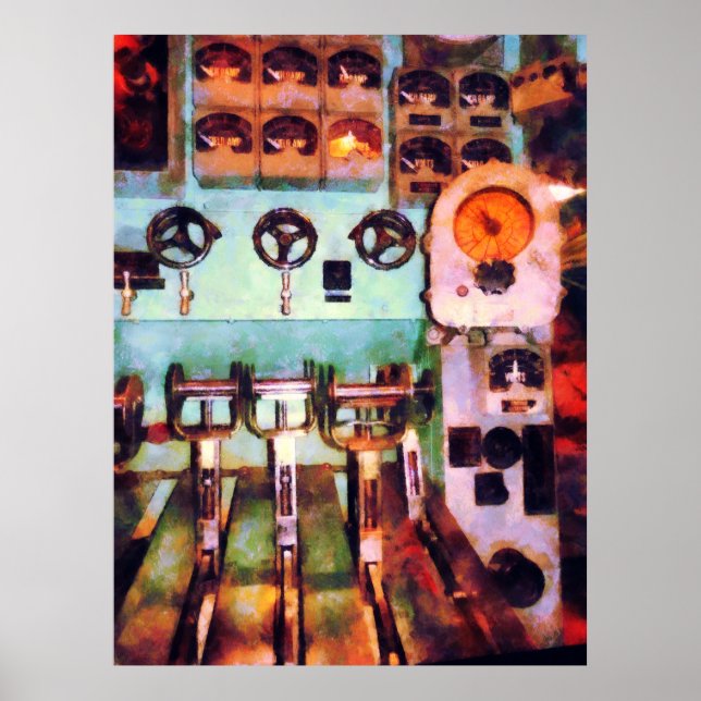 Poster Steampunk - Salle de contrôle électrique (Devant)