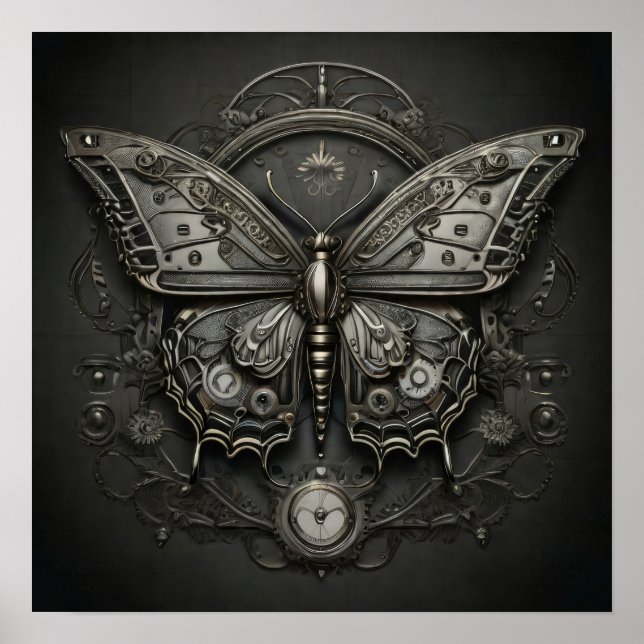 Poster Steampunk Serenity - Art numérique papillon (Devant)