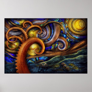 Poster Steampunk - Starry night