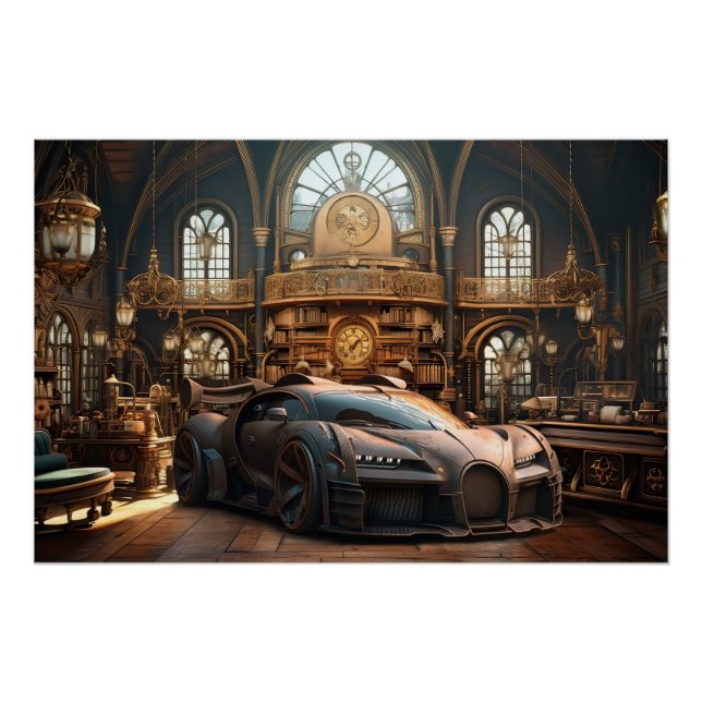 Poster Steampunk Super Voiture Vitesse Cinématique Auto A (Devant)