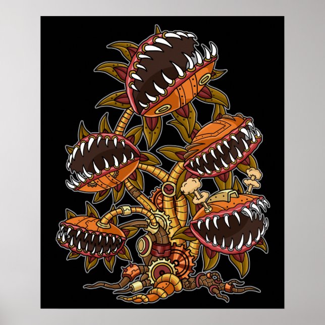 Poster Steampunk Victorian Carnivore Plante Vénus Fly (Devant)