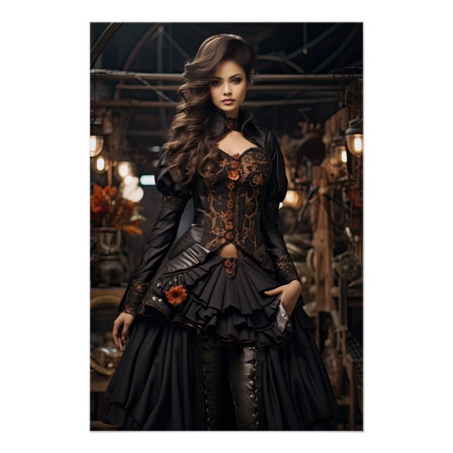 Poster Steampunk Victorian Cosplay Top Hat Gears (Devant)