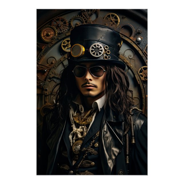 Poster Steampunk Victorian Cosplay Top Hat Gears (Devant)