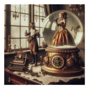 Poster Steampunk Victorian Music Snow Globe