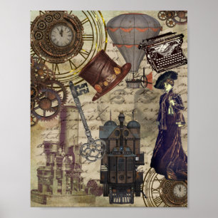 Poster Steampunk Vintage Industrial Victorian Dystopia
