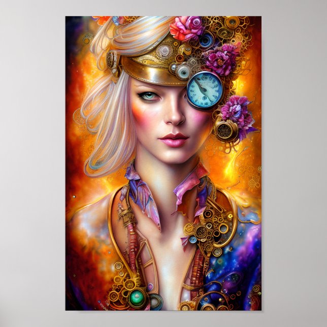 Poster Steampunk Woman # 2 , type numérique (Devant)