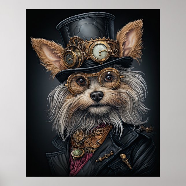 POSTER STEAMPUNK YORKSHIRE TERRIER (Devant)
