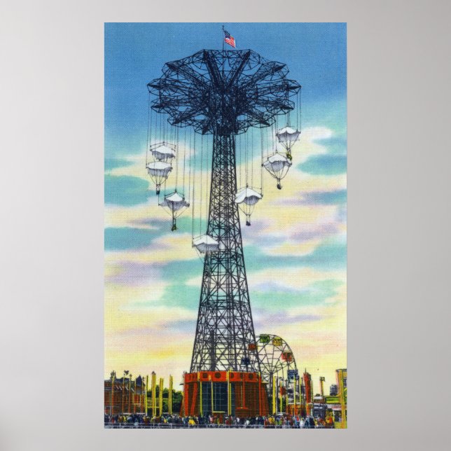 Poster Steeplechase Park Parachute Jump Jump Heure de Jou (Devant)