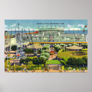 Poster Steeplechase Park Vue du Pavillon de l'Amusement