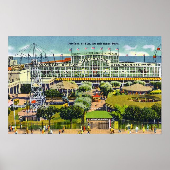 Poster Steeplechase Park Vue du Pavillon de l'Amusement (Devant)