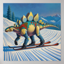 Stego-Slopes : Ski Stegosaurus Wall Art