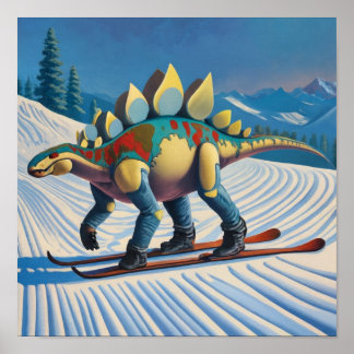Poster Stego-Slopes : Ski Stegosaurus Wall Art